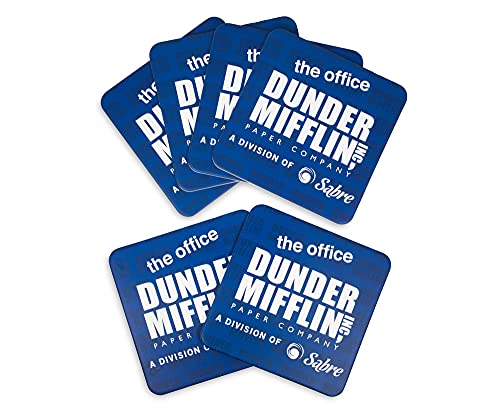 The Office Dunder Mifflin Logo Paper Coasters for Drinks Absorbent, Set of 6 | Tabletop Protection for Home Kitchen, Dining Table | Coffee Table Decor, Barware Accessories