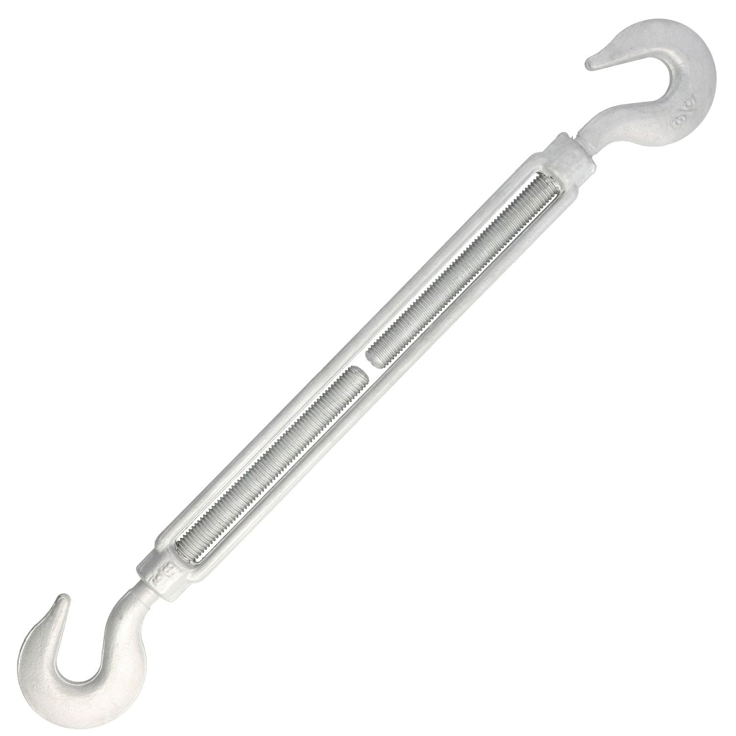 E-Rigging 5/8 X 12 Galvanized Hook & Hook Turnbuckle | Heavy Duty Solution for Sun Shade, Zip Lines, Tents, Hoisting - Ideal for Farmers, Utility Workers, Landscapers and DIY Projects