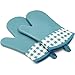 TOGETOP 1 par Manoplas para ollasy Hornos,Guantes de Horno Guantes de Silicona Cocina Guantes Antideslizantes,Forro de Algodón, 300 ℃ Cocina Resistentes al Calor,Guantes para Horno Manoplas((Azul)