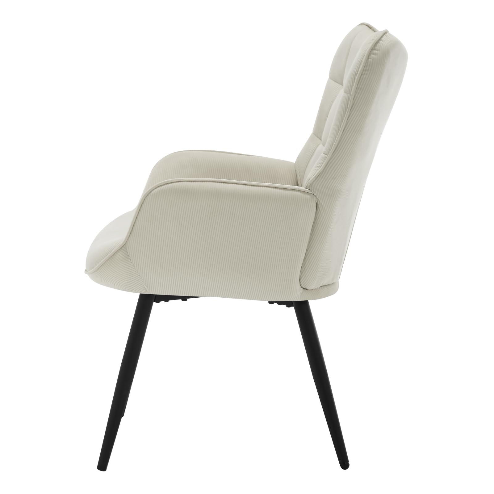 WOLTU Ohrensessel modern, Sessel Wohnzimmer, Schlafzimmer, Balkon, Relaxsessel bequem, mit Metallbeinen, Cordbezug, 63,5 x 51 x 87 cm, Cremeweiß