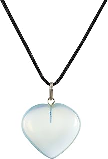 Handmade Stone - Opalite Necklace - Heart Shaped Stones - Crystals and Gemstone - Real Crystal Necklace - Opal Crystal Pendant - Spiritual Necklace for Women - Chakra Beads