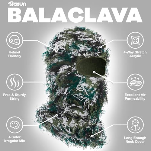 Image of ROXUN Distressed Ski Mask Balaclava, Yeat Shiesty Fluffy Knitted Full Face | Highly stretchy construction