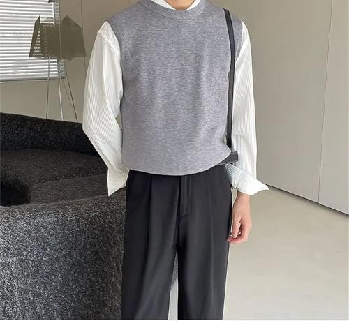 Dcvmvmn 2024 Winter Men's Knitted Warm Sweater Vest Fashionable V-Neck Large Size Loose Sweater Vest3