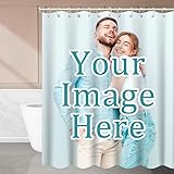 YEGRFJIS Personalisierte Duschvorhänge mit Fotos, 213x198cm(BxH), Duschvorhänge nach Maß, Badezimmervorhänge mit Ihren Fotos/Texten individuell gestalten, dekorative Badezimmervorhänge