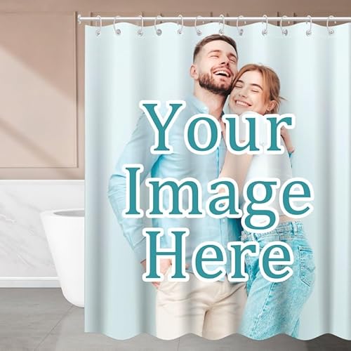 YEGRFJIS Personalisierte Duschvorhänge mit Fotos, 213x198cm(BxH), Duschvorhänge nach Maß, Badezimmervorhänge mit Ihren Fotos/Texten individuell gestalten, dekorative Badezimmervorhänge