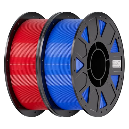 Creality Ender PETG 3D Printer Filament 1.75mm 2KG (4.4lbs), High Precision, Strong Toughness, Odorless, Better Flow, Moistureproof 3D Printing Ender PETG Filament, Blue & Red