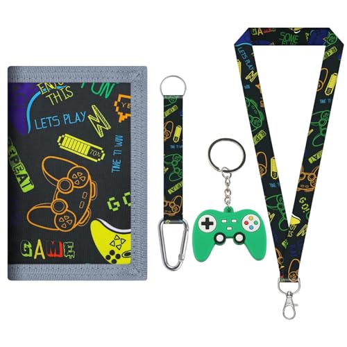 Xgvzs 1 Stück Geldbeutel Brustbeutel Kinder Motiv Geldbeutel Dreifach Gefaltet Portemonnaie Kinder mit für Geldbeutel Jungen Mädchen Schwarz