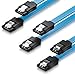 deleyCON 3x 0,5m Cavo SATA III Cavo Dati S-ATA 3 Cavo di Collegamento per SSD HDD con Clip in Metallo 6 Gb/s 2x Dritto Connettore L - Blu