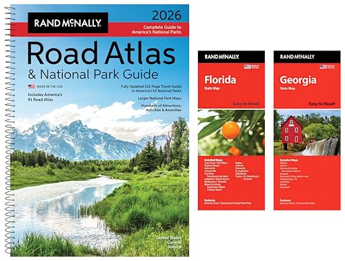 2026 Road Atlas & National Park Guide with Florida & Georgia State Maps