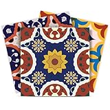 Backsplash Tile Stickers 24 PC Set Traditional Talavera Tiles Stickers Bathroom & Kitchen Tile Decals Easy to Apply Just Peel and Stick Home Decor 6x6 Inch (Kitchen Tiles Stickers D1)