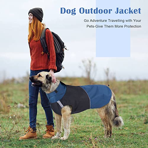 Rozkitch Dog Jacket Waterproof Dog Raincoat With Harness Opening & Reflective Strip For Small Medium Large Dog, Windproof Adjustable Rainwear With Hook&Loop Closure, Pet Vest Blue-Black M #TOP3