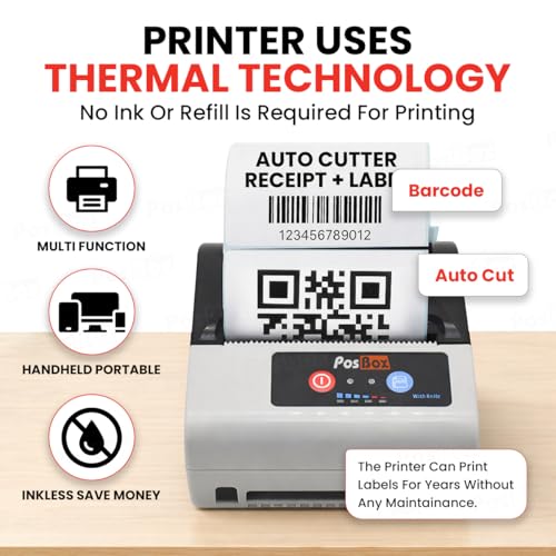 Image of 80mm (3 Inches) Bluetooth 2 in 1 Label + Receipt Direct Thermal Printer with Auto Cutter