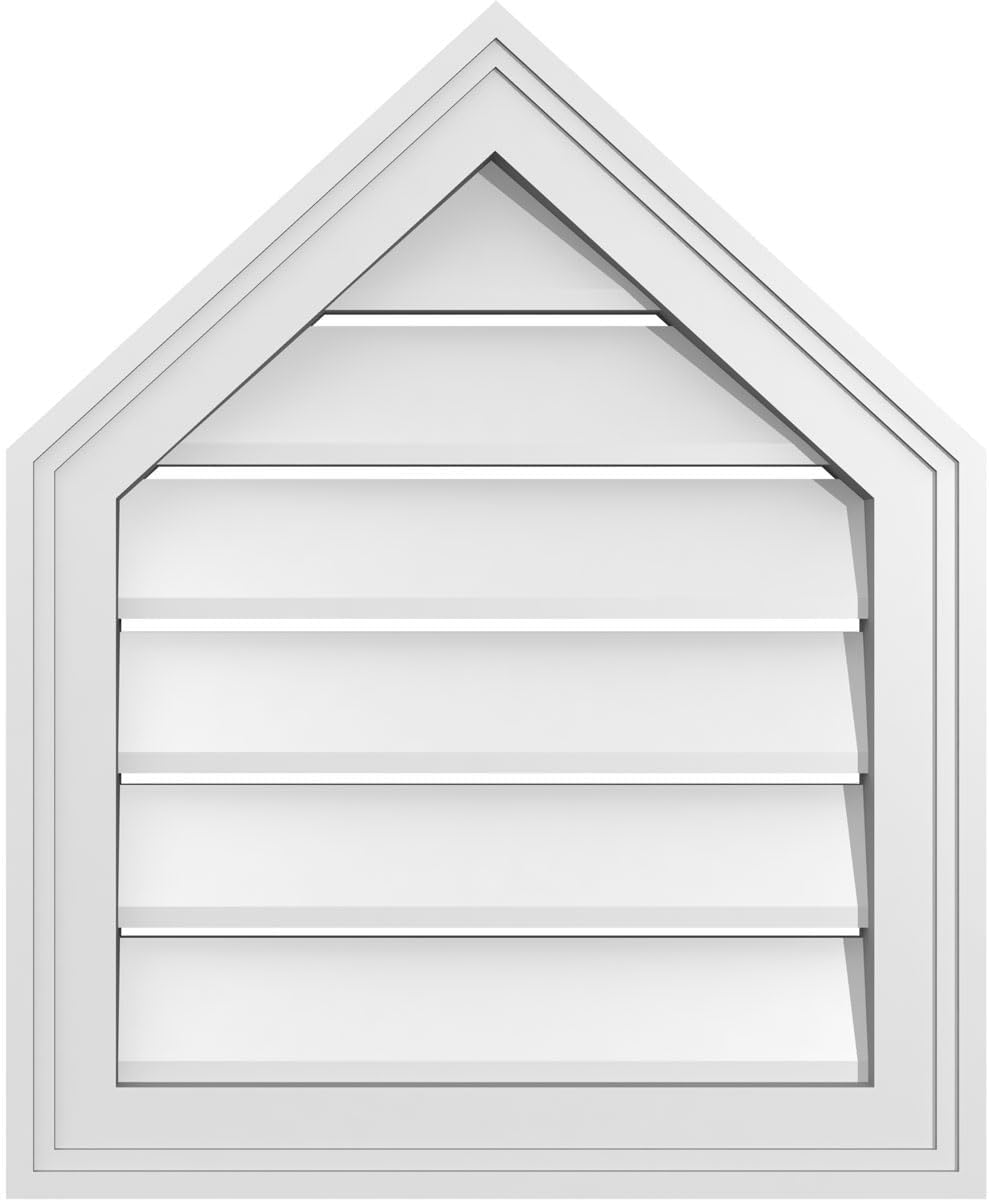 GVSPE18X2202SF-11 Peaked Top Brickmould Frame, Primed Tan Signature Series Surface Mount Gable Vents, 18-in. W x 22-in. H, Unfinished