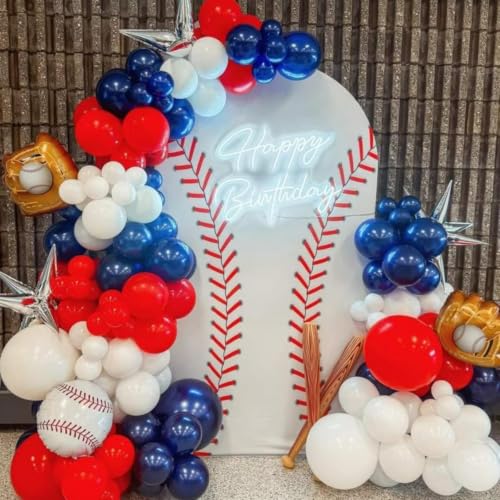 Image of HILAVO Red Blue White Balloons 60 PCS Navy Light Blue Red White Balloon | Baseball Nautical Birthday Party Britain Patriotic Labor Memorial Day 4th of July Independence Day Decorations