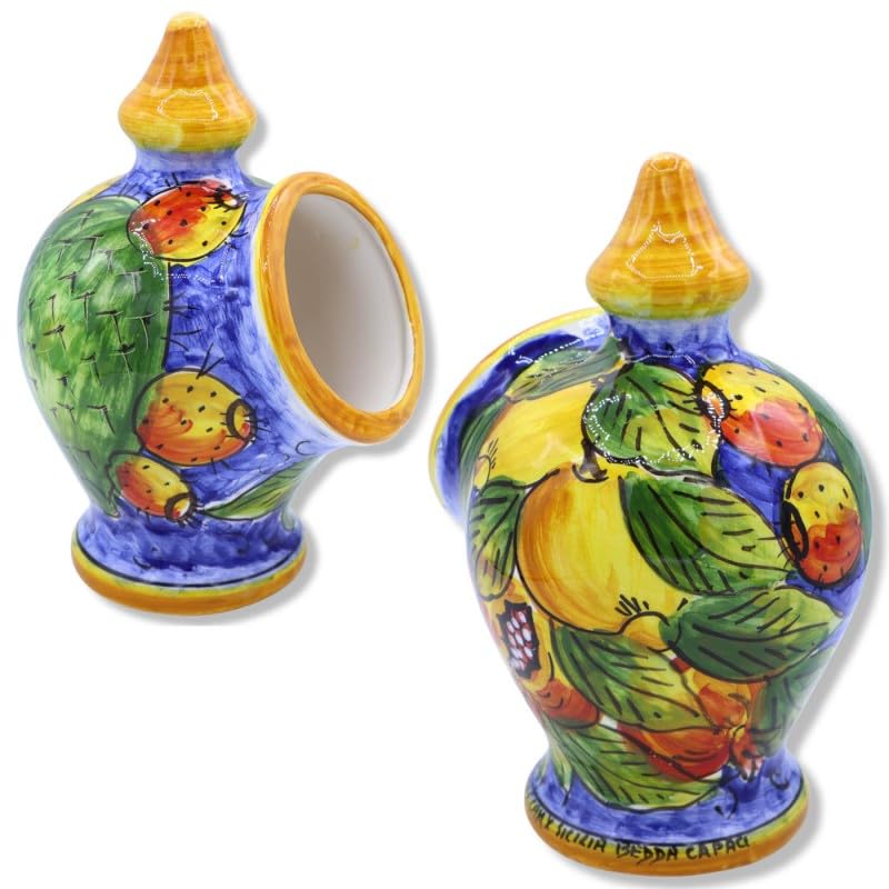 Salière typique Sicilienne céramique artisanale 25cm pot à sel de table