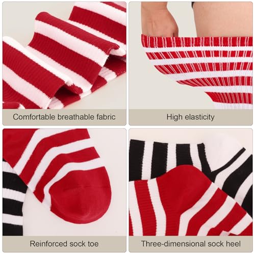 Image of DRESHOW Plus Size Thigh High Socks Striped Over Knee Long Boot Stockings Knee High Tube Socks Leg Warmers for Women