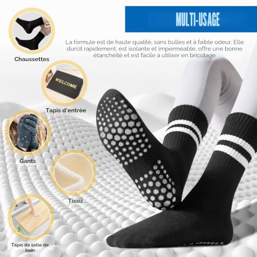 Lot de 2 bouchons adhésifs antidérapants de 50 ml pour chaussettes en laine, gants, tapis, lavables – vue 3