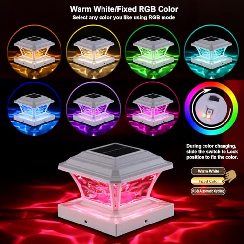 AEFRELEOHT 4x4 Post Solar Lights, Solar Post Cap Lights with 3 Color Modes by AEFRELEOHT - Used condition - Image 3