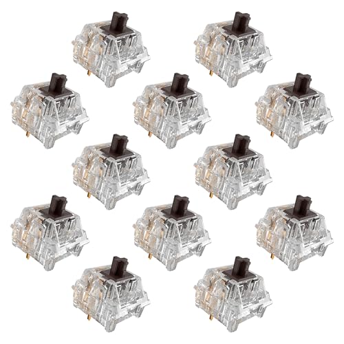 Image of Zhouwang 90 Pcs Crystal Brown Tactile Mechanical Keyboard Switches Kit | Pre-Lubed Hot-swap Switches,Solid rebound /Responsive 3 Pin Office Typing Feedback /Smooth feel for Mechanical Gaming Keyboards