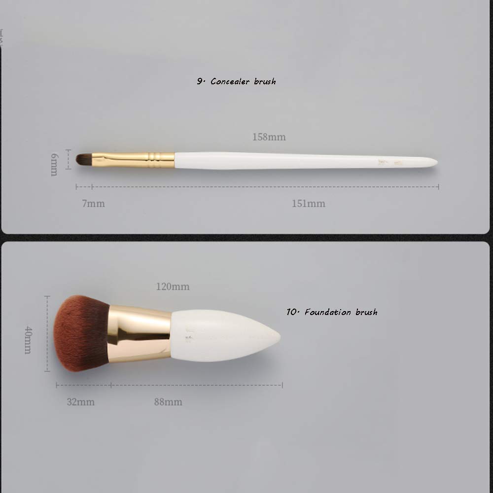 ZYFF huazhuangshua Pinceles de maquillaje, 10 piezas de regalo Juego de cepillos de belleza Cosmetic Brush Collection Sombra de ojos Base de maquillaje Mezclador de contorno corrector Blush, para dama
