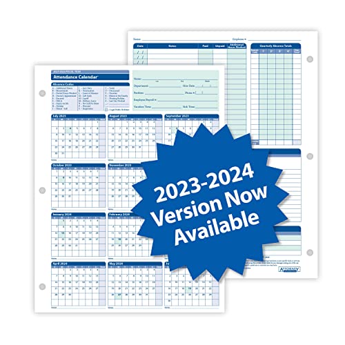 Complyright 2023-2024 Fiscal Attendance Calendar, 8 1/2" X 11", Pack Of 50 #TOP7