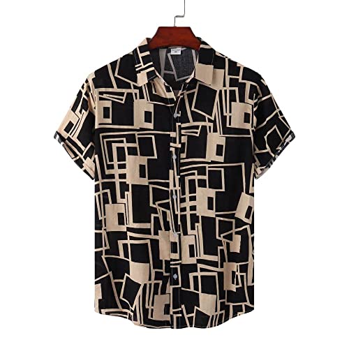 Chemise de plage homme en coton géométrique style vintage et finitions haut de gamme