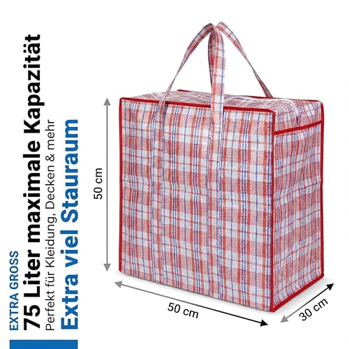 Josephine Osthoff Unisex Aufbewahrungstaschen, wasserdicht & robust, mit Reißverschluss, 75 L, bis 20 kg, 9er-Pack – sortiert