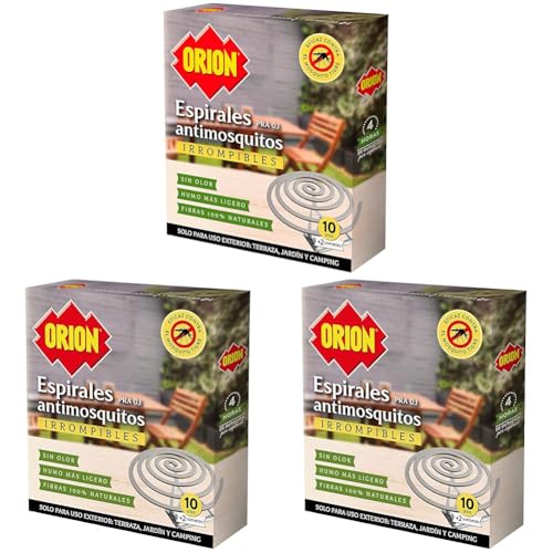 Orion - Espirales Antimosquitos para Exteriores 10uds (Paquete de 3)