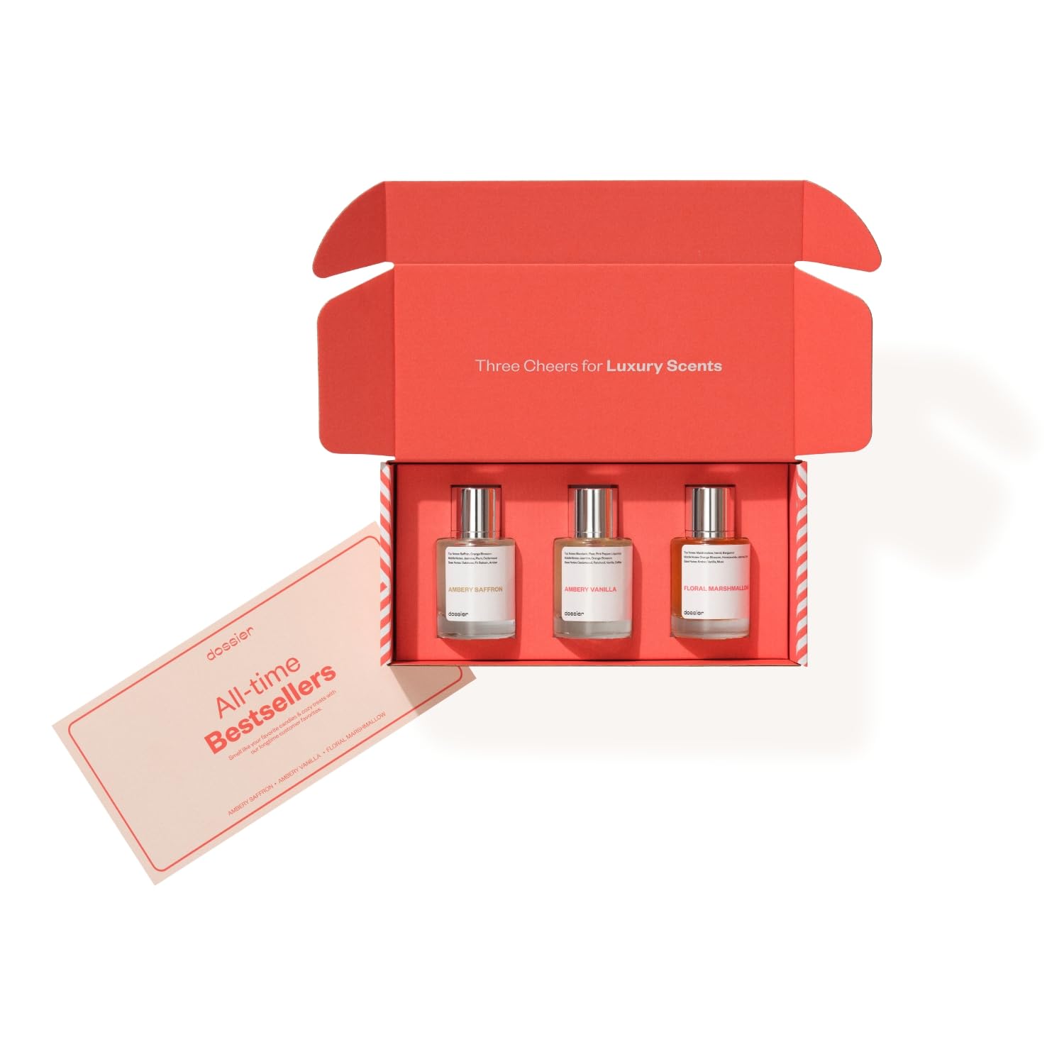 DossierEau de Parfum - All-time Best Sellers 50 ML Trio Set - Ambery Saffron - Ambery Vanilla - Floral Marshmallow - 3x Fragrance 1.7 Fl oz