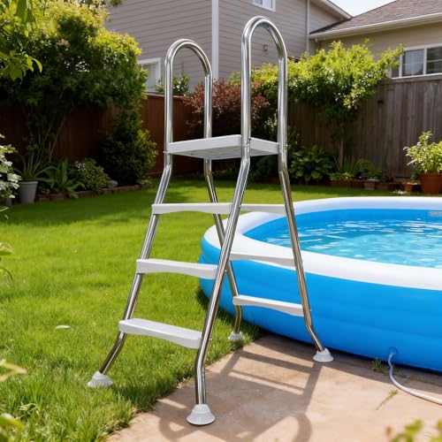 Escalera para piscina con 3 peldaños y barandales miniatura 1