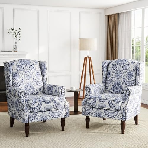 UIXE High Back Floral Accent Chairs Set of 2,...