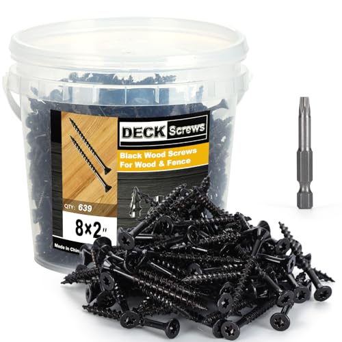 Image of Deck Screws #8X2'', T25 Star Torx Drive Flat Head Wood Screws, Black, 5lb