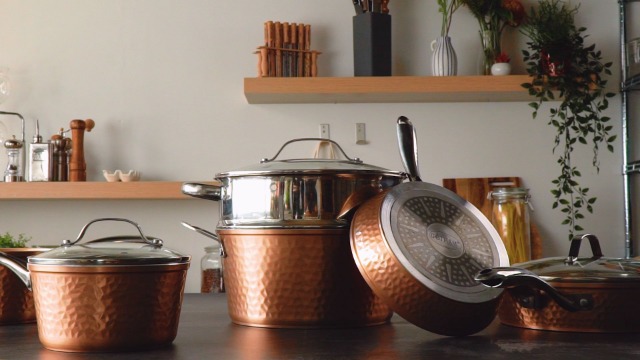 Gotham Steel Hammered Collection 10 Piece Premium Cookware, Pots