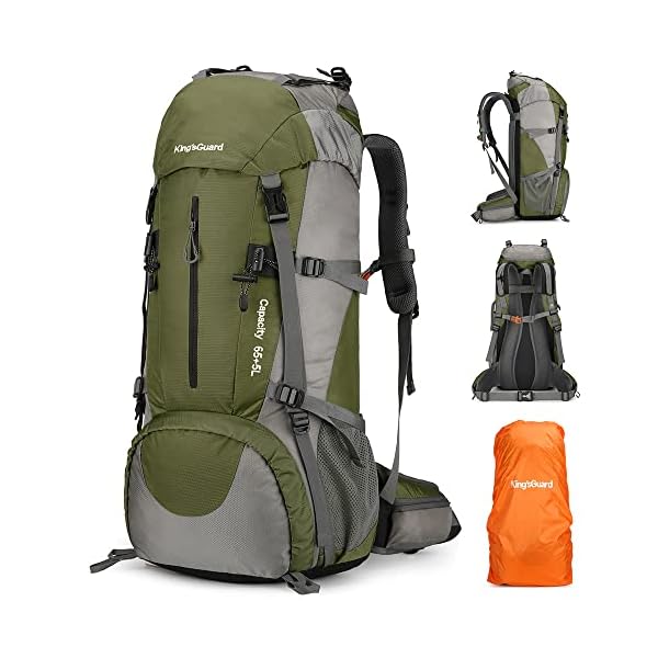 KingsGuard-70L-Hiking-Backpack-Large-Lightweight-Waterproof-Camping-Backpack-Travel-Backpacking-Backpack-Daypack-with-Rain-Cover-Frameless-Army-Green King'sGuard 70L Hiking Backpack with Rain Cover Lightweight Travel Backpack Waterproof Camping Backpack