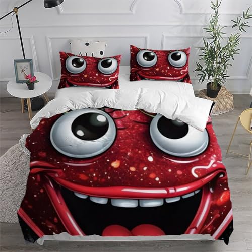 Housse de couette double microfibre 200x200 cerises rouges - 6