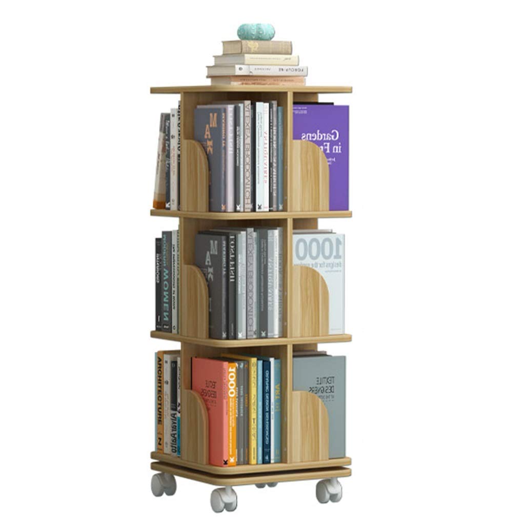Estantería giratoria de 360° para libros ilustrados infantiles con rueda de pie que cultiva el interés por la lectura, color marrón (3 capas 106 cm)