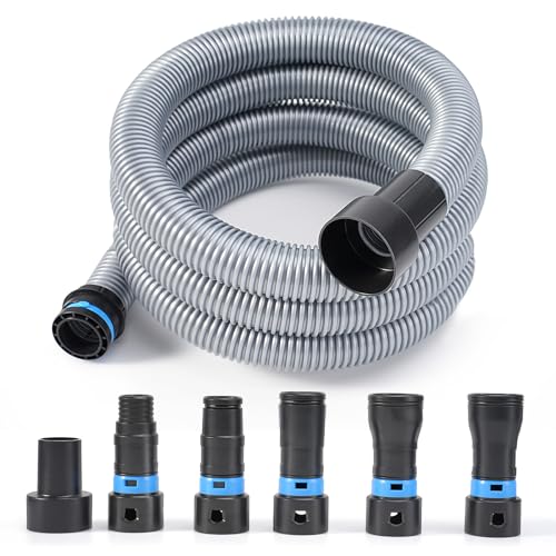 16FT Shop Vac Hose Dust Collection Hose Kit for Home & Shop Vacuum System with Expanded Multi-Brand Power Tool Adapter Set with 6 Sander Vacuum Adapters for 2-1/2' Dust Collector Vacuum Connection