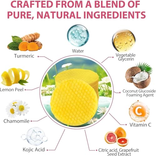 Kojic Acid and Turmeric Pads,Turmeric Face Scrub Pads,40 Count Kojic Acid and Turmeric Cleansing Pads,Turmeric Cleansing Pads for Face - Image 6