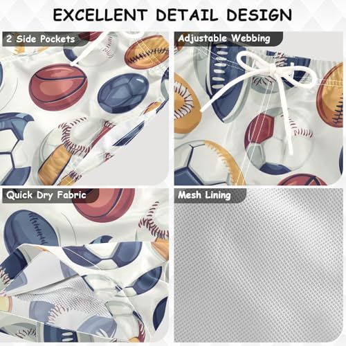 Pigsaly Boys Swim Trunks Basketballs Retro Football Boys Board Shorts Swimsuit Swimwear Summer Bathing Suit 4T Multicolor3