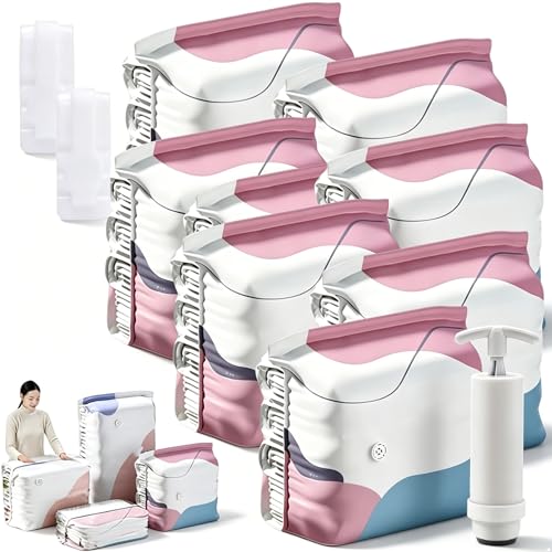 Image of No‑pump Vacuum Storage Bags - 3-Sec Fast Compression, 80% Space Saving, Upgrade Reusable Large 3d Cube Vacuum Seal Bags, Keeps Clothes Dry & Dust‑Free, Press & seal,M /19.7 x 27.6 x 11.8 in:8Pcs