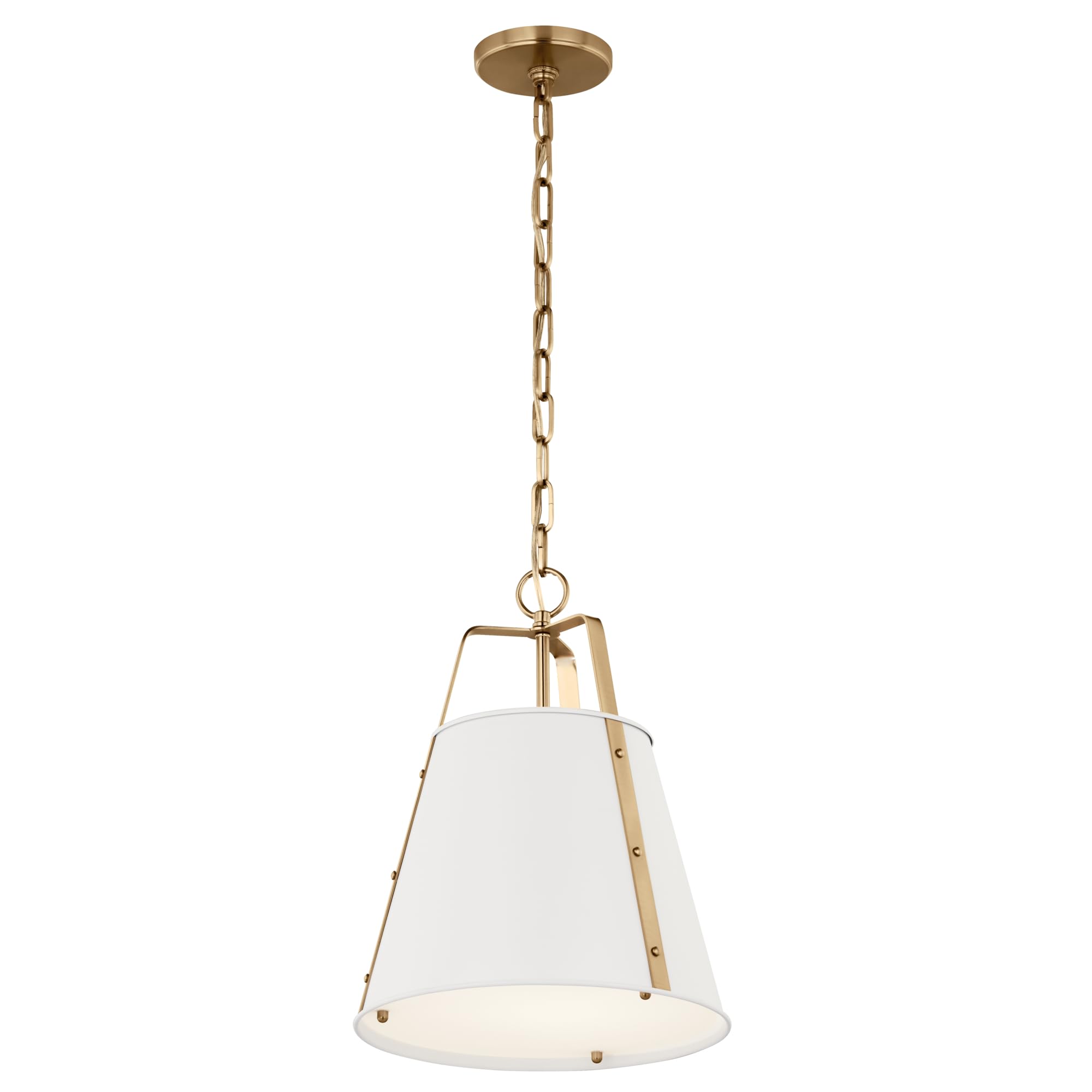 KICHLER Etcher 1-Light Pendant, Updated Traditional Light with Etched Painted White Glass Diffuser in White and Champagne Bronze, for Kitchen or Dining Room (17" x 13"), 52710WH