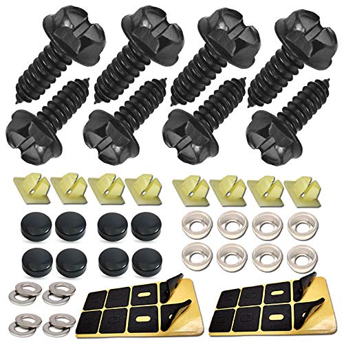 License Plate Screws Stainless Steel - Black Rust-Proof Stainless Steel Screws M6 Fasteners Screw Covers for Front License Plate Frame or Rear License Plate Cover on Domestic Cars and Trucks 8 Pack