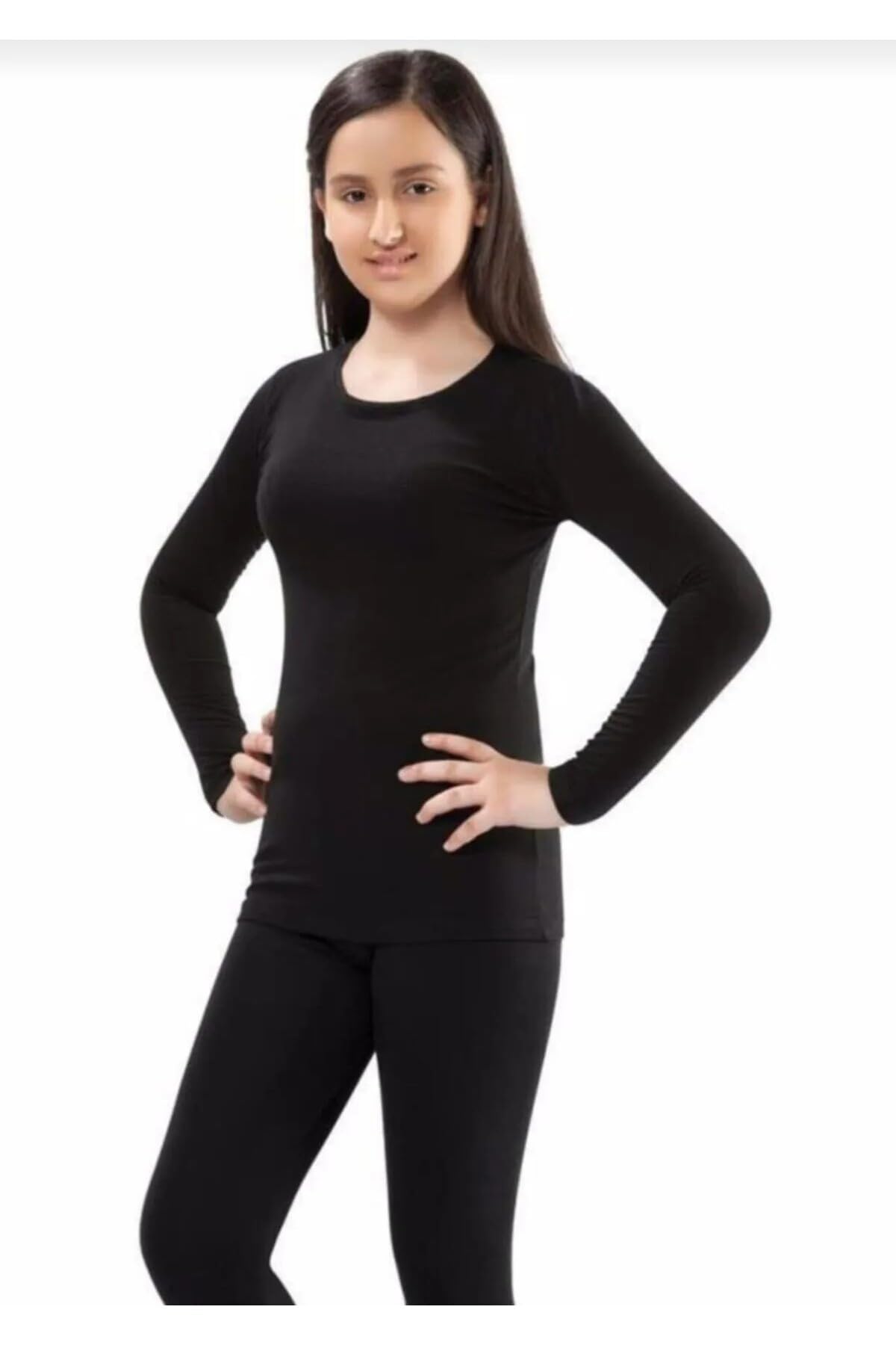 Tutku Kız Çocuk Termal Alt- Üst Set Takım, Siyah, 8-10 Yaş