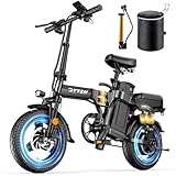 DTTZH 1000W Folding Electric E Bike for Adults, 28MPH Commuter 14' Folding Ebike, 750W Motor Foldable Electric E-Bike, 48V 15Ah Removable Battery UL 2849 Certified, 60 Miles PAS Range (Black)