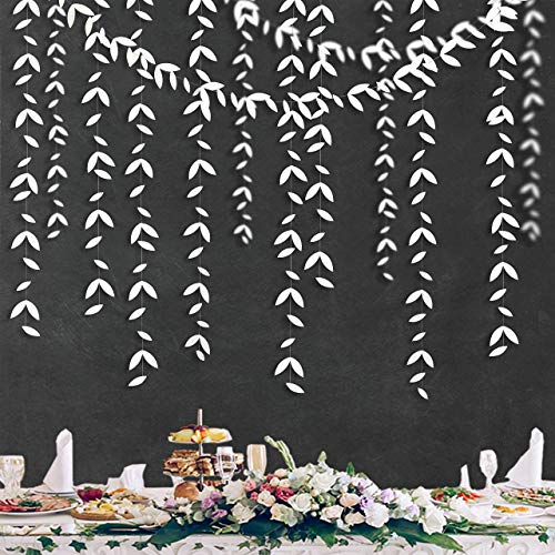 52 fêtes Blanches décorations Feuilles Garland Kit Papier Hanging Feuilles Blanches flûtes banderoles pour Les Anniversaires bébés fête de Mariage...