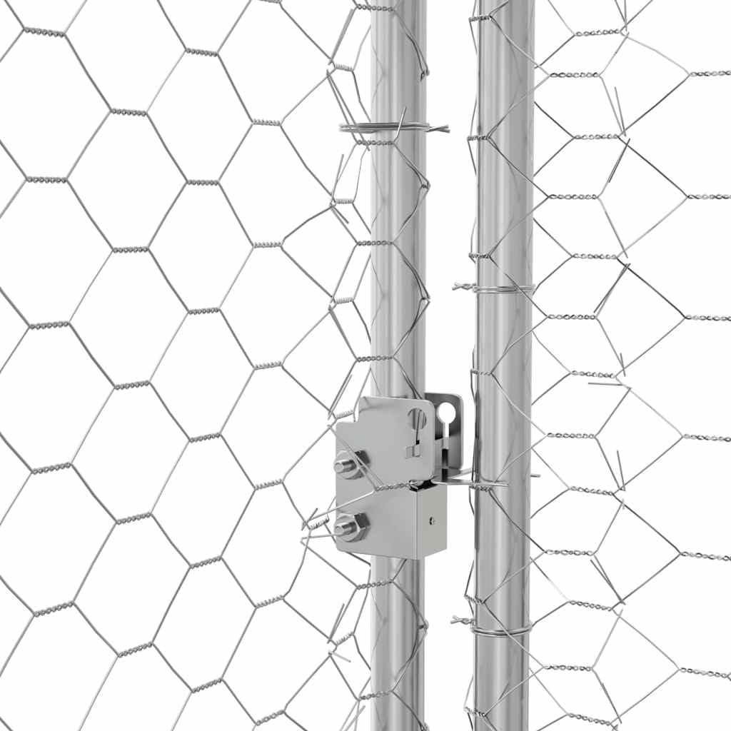 vidaXL Refugio para Perros Plateado 2 x 2 x 2 m Acero galvanizado, Refugio para Perros Elegante, Resistente a Climas, Casa Minimalista, Gran Perrera de Acero para Mascotas