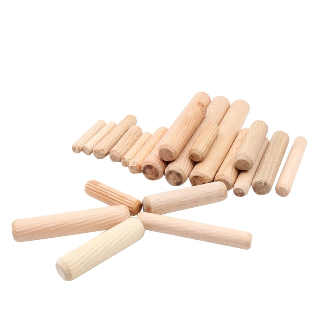 KICHOUSE 6mm Diameter Straight Fluted Wooden Dowels 200 Pieces for Home Decor Projects