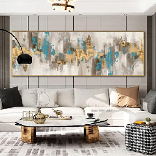 Toile abstraite colorée 45x130cm solution idéale pour décorer un grand mur de salon vide