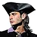 Museum Replicas Capt. Jack Tricorn Leather Pirate Hat (Large/X-Large, Black)