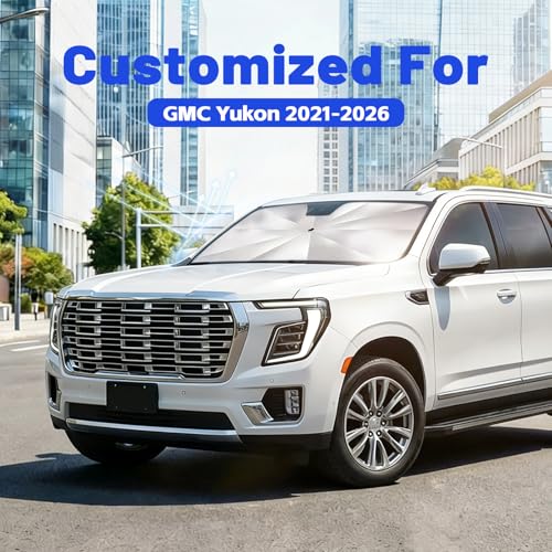 Image of Car Windshield Sun Shade for GMC Yukon 2021-2026 -[Reflective Coated Fabric] Sunshade Umbrella for Front Window, Car Shades Sun Visor Keep Car Cool and Protects Interior, 1:1 Exact Fit